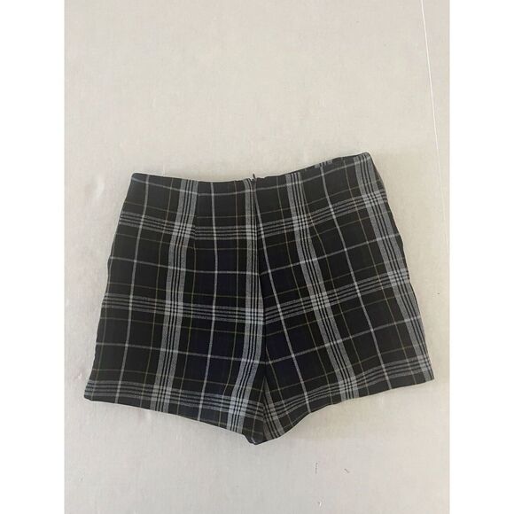 Forever 21 Sz. S Plaid skort with pockets, side zipper, Navy, Green & Gold - Picture 2 of 6